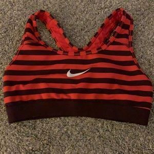 red and maroon nike sports bra